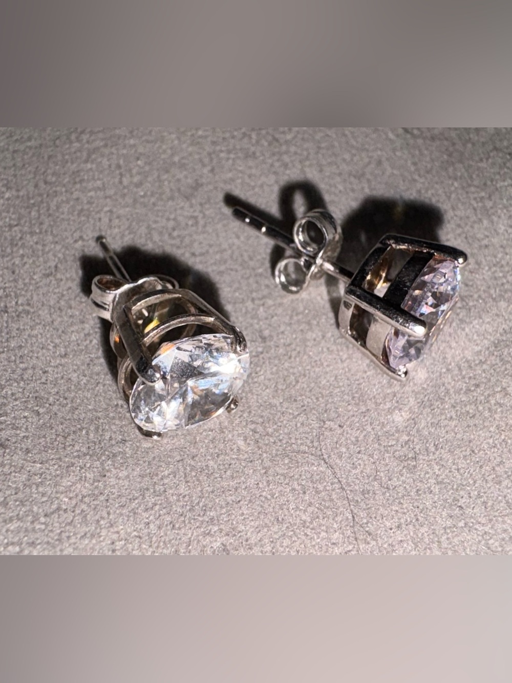Classic Silver 925 Cubic Zirconia Stud Earrings - Clear